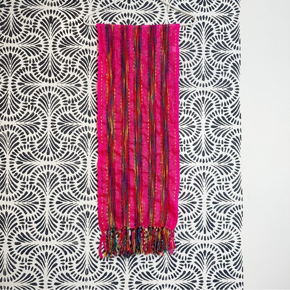 Target Neon Pink Bold Multicolored Bohemian Tassel Scarf - Picture 2 of 8